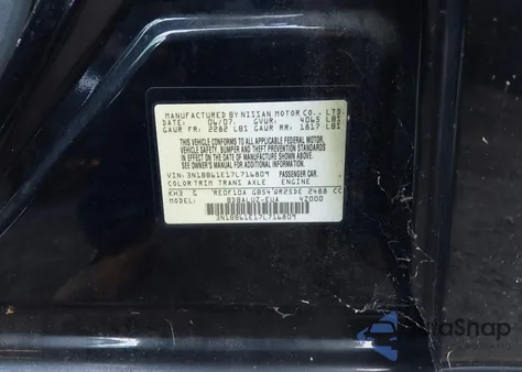 2007 Nissan Sentra Se-R from USA, damaged, VIN 3N1BB61E17L716809
